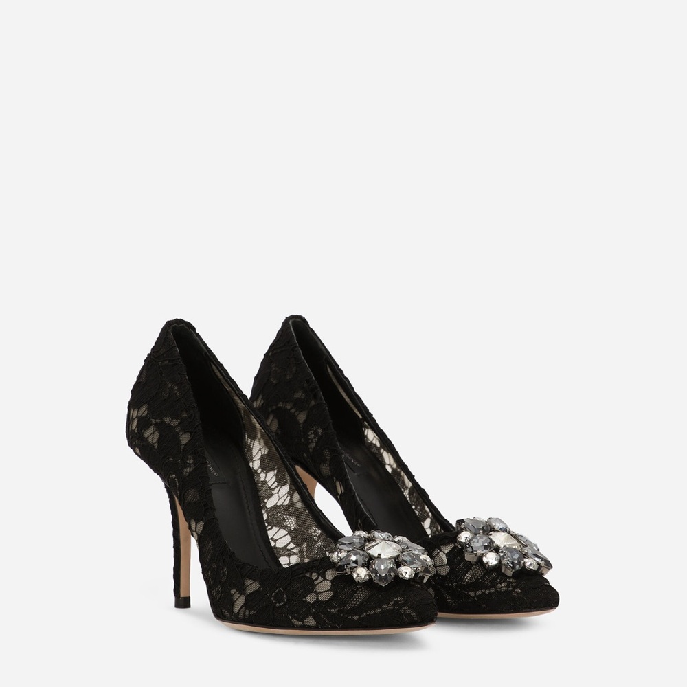 Dolce & Gabbana Black Lace rainbow pumps with brooch detailing - Size IT 36/US6 - Picture 4 of 8